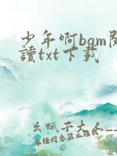 少年啊bgm阅读txt下载