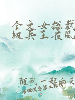 全文女总裁的超级兵王夜风武