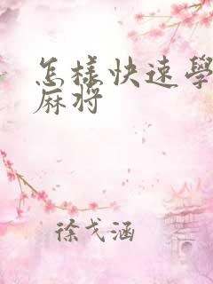 怎样快速学会打麻将