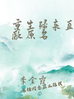重生归来直接无敌原名