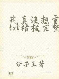 我真没想重生啊txt精校完整版