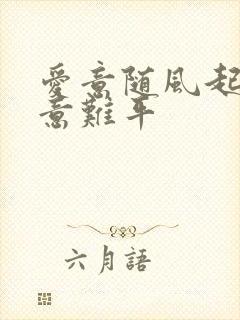 爱意随风起风止意难平