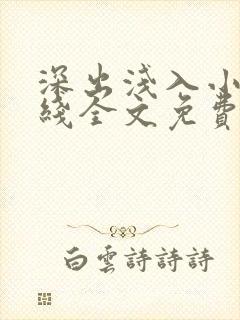 深出浅入小说在线全文免费阅读笔趣