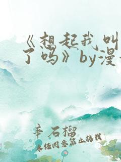 《想起我叫什么了吗》by漫漫何其多