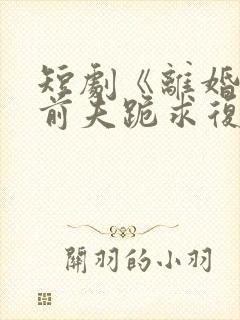 短剧《离婚当天前夫跪求复婚》