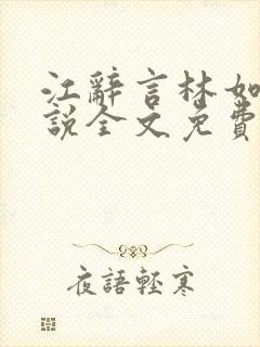 江辞言林如夏小说全文免费阅读