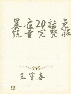 暴夜20话免费观看完整版下拉漫画