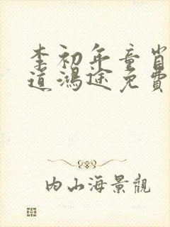 李初年童肖媛正道鸿途免费阅读txt