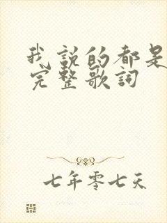 我说的都是实话完整歌词