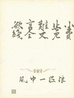 欲言难止小说在线全文免费阅读笔趣阁