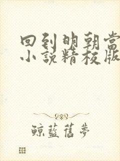 回到明朝当王爷小说精校版全集txt