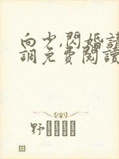 向少,闪婚请低调免费阅读全文