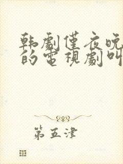 韩剧仅夜晚见面的电视剧叫什么