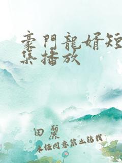豪门龙婿短剧全集播放