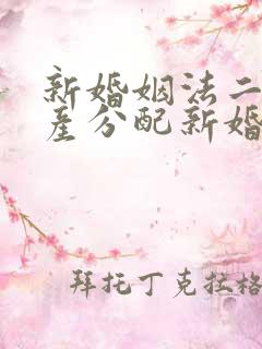 新婚姻法二婚遗产分配新婚姻