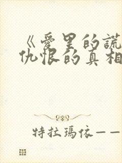 《爱里的谎言,仇恨的真相》