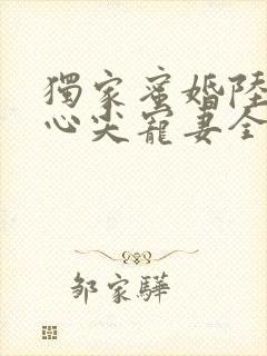 独家蜜婚陆少的心尖宠妻全文阅读