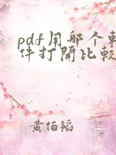 pdf用哪个软件打开比较好