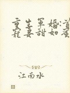 重生军婚:首长宠妻甜如蜜