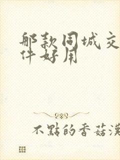 那款同城交友软件好用