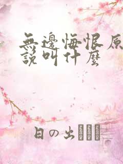 无边悔恨原著小说叫什么