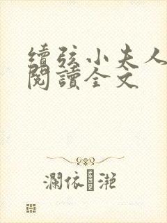 续弦小夫人免费阅读全文