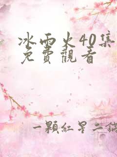 冰雨火40集全免费观看