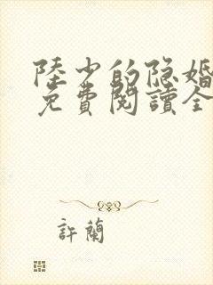 陆少的隐婚罪妻免费阅读全文