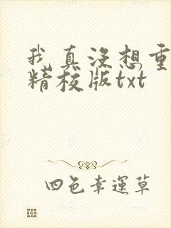 我真没想重生啊精校版txt