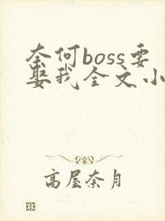 奈何boss要娶我全文小说阅读全文