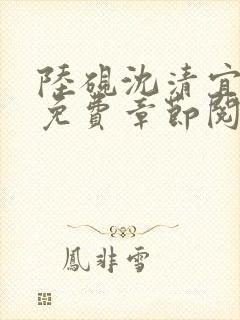 陆砚沈清宜小说免费章节阅读