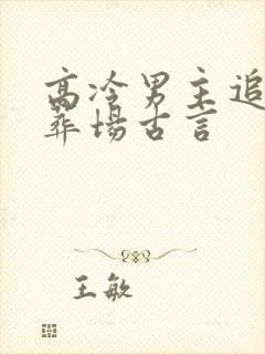 高冷男主追妻火葬场古言