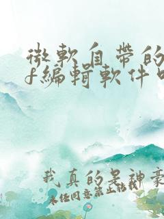 微软自带的pdf编辑软件叫什么