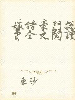 嫁错豪门总裁免费全文阅读