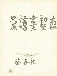 只怪当初太爱你原唱完整版