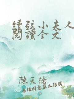 续弦小夫人小说阅读全文