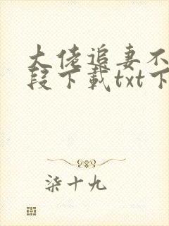 大佬追妻不择手段下载txt下