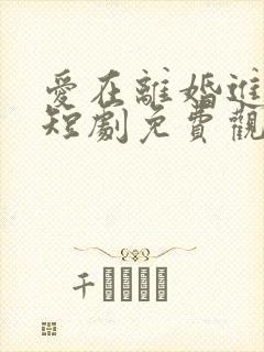 爱在离婚进行时短剧免费观看全集