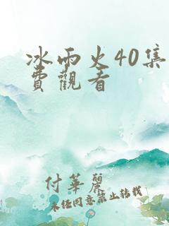 冰雨火40集免费观看