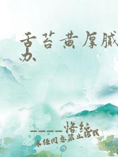 舌苔黄厚腻怎么办