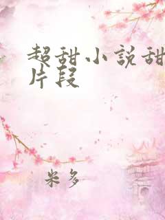 超甜小说甜宠文片段