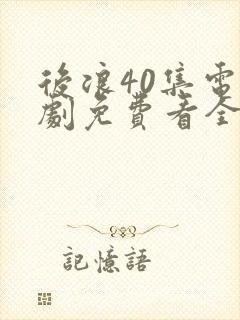 后浪40集电视剧免费看全集