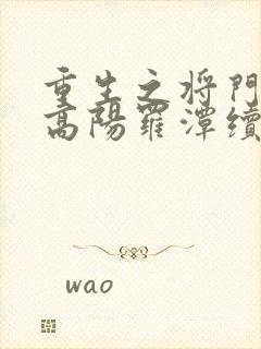 重生之将门毒后高阳罗潭续写