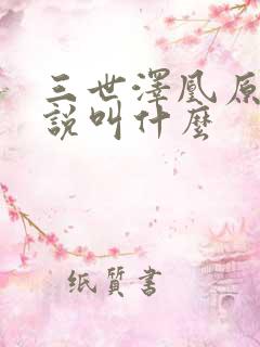三世泽凰原著小说叫什么