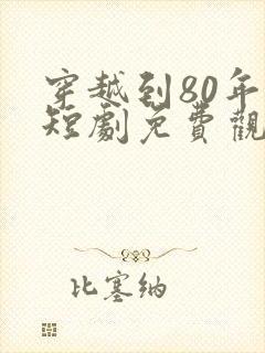 穿越到80年代短剧免费观看