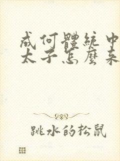 成何体统中的小太子怎么来的