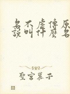 名不虚传原著小说叫什么名字