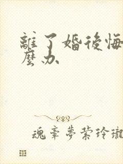 离了婚后悔了怎么办