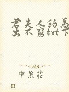 君夫人的马甲层出不穷txt下载