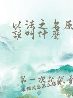 以法之名原著小说叫什么